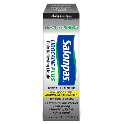 Salonpas LIDOCAINE Plus 3 oz ROLL ON Pain Relieving Liquid! Maximum Strength 4% Lidocaine for Numbing Pain Relief! Mess Free Application! (3 Pack) SalonpasBuy Supplements Australia