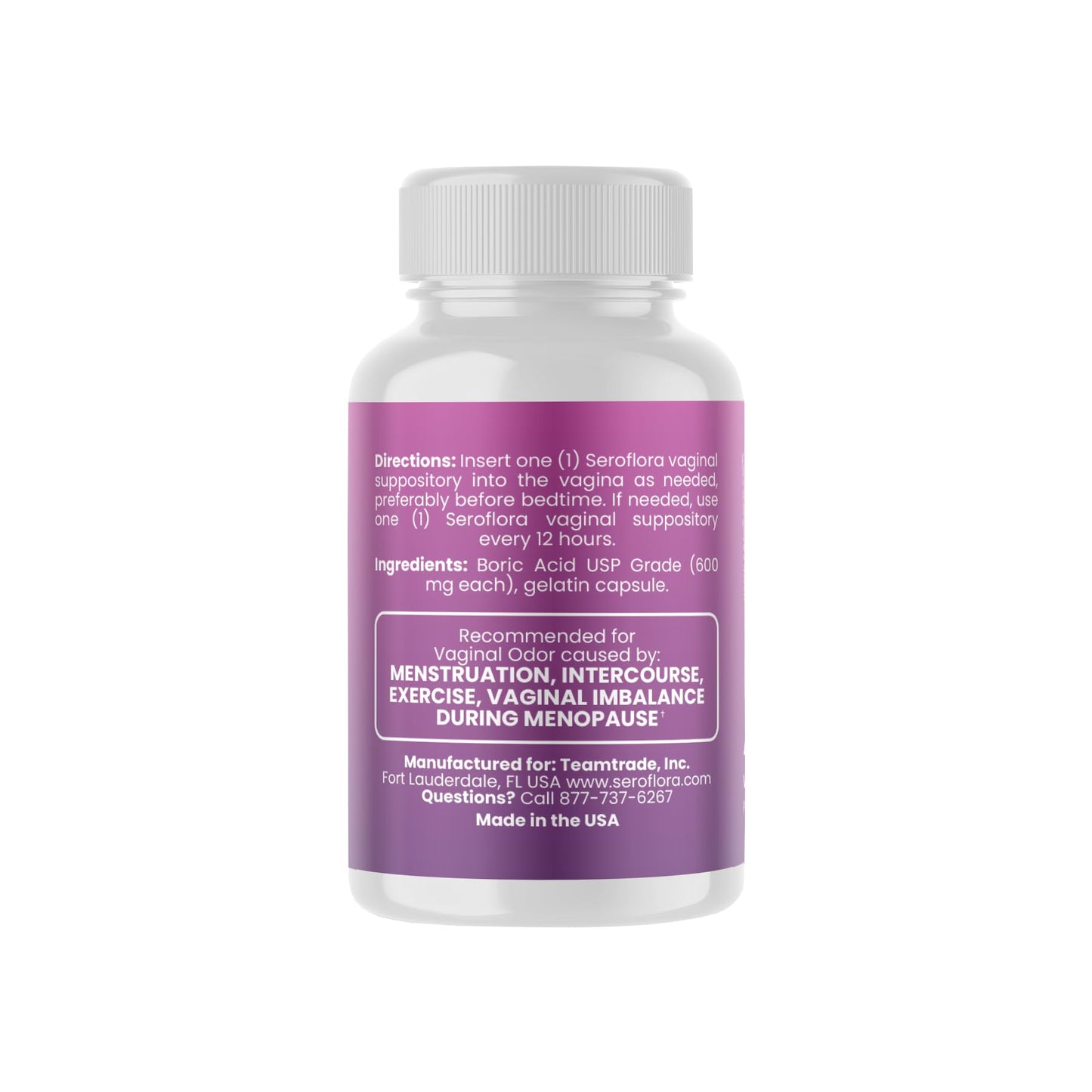 Seroflora Boric Acid Vaginal Suppositories 600mg – 30 Count with 7 Applicators for Odor Control & pH Balance Feminine Hygiene Support, Natural Intimate Care, Made in USA SEROVERABuy Supplements Australia