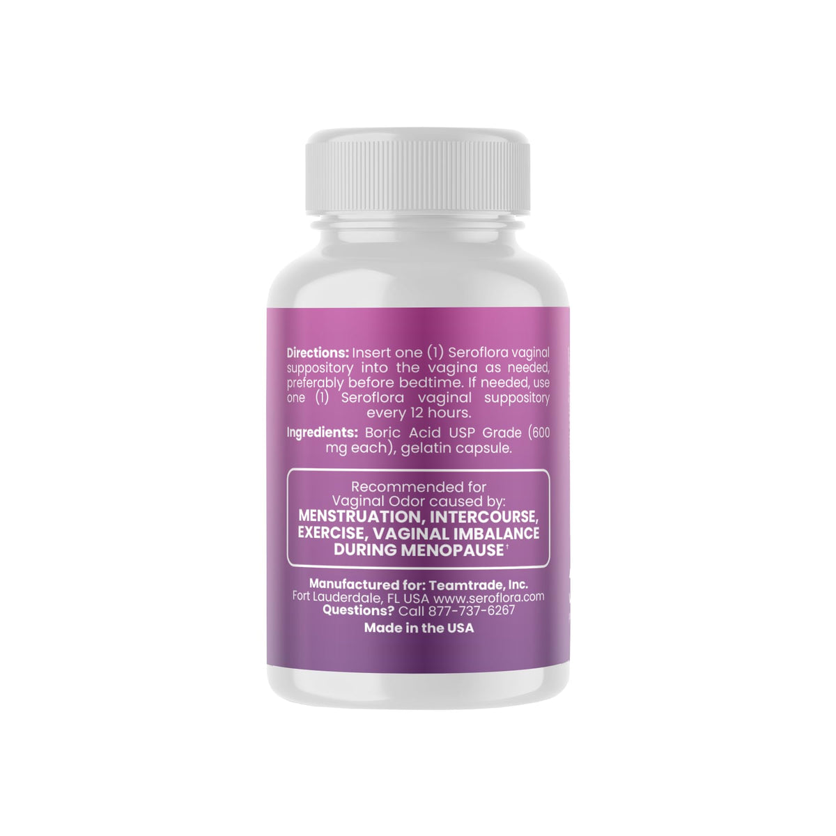 Seroflora Boric Acid Vaginal Suppositories 600mg – 30 Count with 7 Applicators for Odor Control & pH Balance Feminine Hygiene Support, Natural Intimate Care, Made in USA SEROVERABuy Supplements Australia