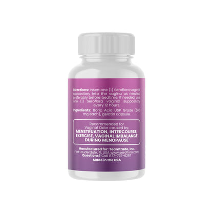 Seroflora Boric Acid Vaginal Suppositories 600mg – 30 Count with 7 Applicators for Odor Control & pH Balance Feminine Hygiene Support, Natural Intimate Care, Made in USA SEROVERABuy Supplements Australia
