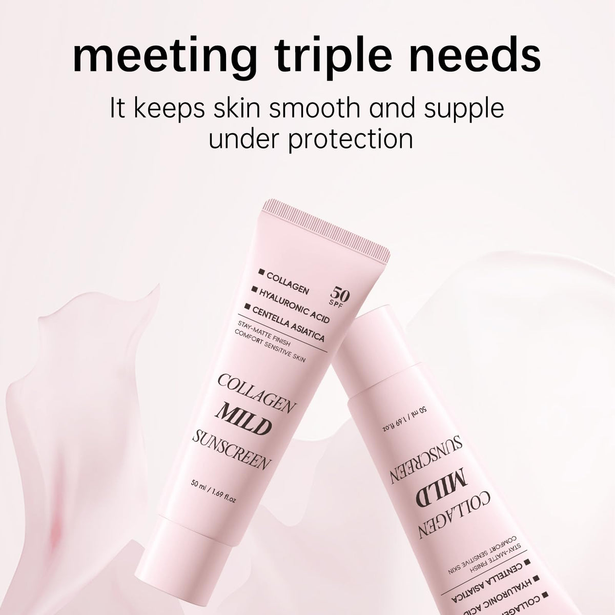Collagen Mild Sunscreen SPF 50 for Face, Broad Spectrum Protection, Hydrating Facial Sunscreen with Peptides & Cica, Lightweight Non-Greasy, No White Cast, Natural Glow, Travel Size (2 PCS) DR.Seya buy supplements Au