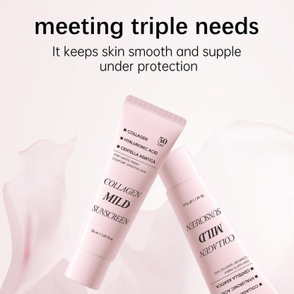 Collagen Mild Sunscreen SPF 50 for Face, Broad Spectrum Protection, Hydrating Facial Sunscreen with Peptides & Cica, Lightweight Non-Greasy, No White Cast, Natural Glow, Travel Size (2 PCS) DR.Seya buy supplements Au