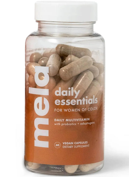 Mela Daily Essentials Multivitamin for Melanated Women - High-Dose Vitamin D3 and B12, Probiotics, Lion's Mane, Ceylon Cinnamon Mela