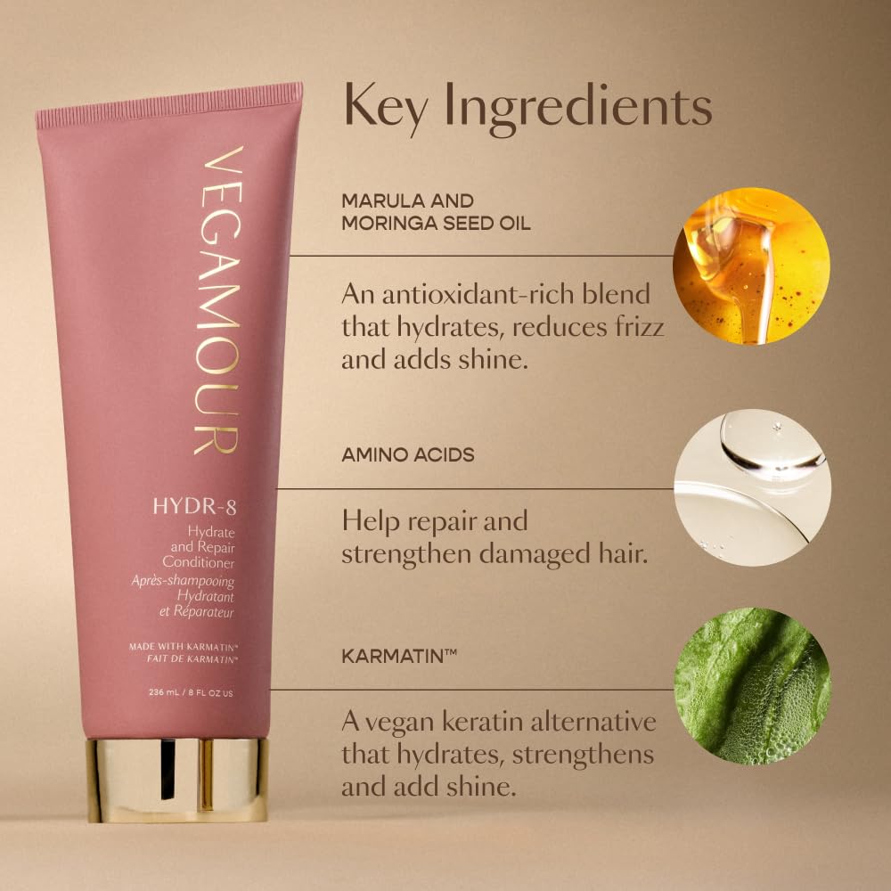 VEGAMOUR HYDR-8 Hydrate and Repair Conditioner - Hydrating Conditioner with Marula Oil, Moringa Oil, Ceramides & Biotin, Natural Conditioner for Dry Hair VEGAMOURBuy Supplements Australia
