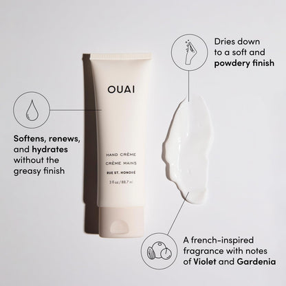 OUAI Hand Cream - Thick, Creamy Balm with Coconut Oil, Murumuru Butter and Shea Butter - Hydrating Moisturizer for Soft Hands - Use Daily to Deeply Nourish Skin (3 Oz) OUAIBuy Supplements Australia