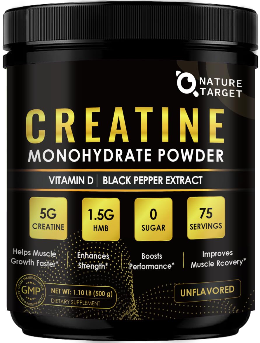 Micronized Creatine Monohydrate for Women and Men, Creatine Powder for Men-Women for Improve Performance and Strength, Support Muscle Growth and Workout Recovery, 6.5g per Servings, 75 Servings NATURE TARGETBuy Supplements Australia