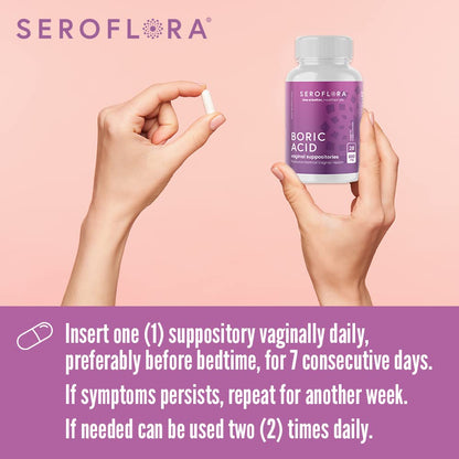 Seroflora Boric Acid Vaginal Suppositories - Promotes Vaginal pH Balance and Odor Control SerofloraBuy Supplements Australia