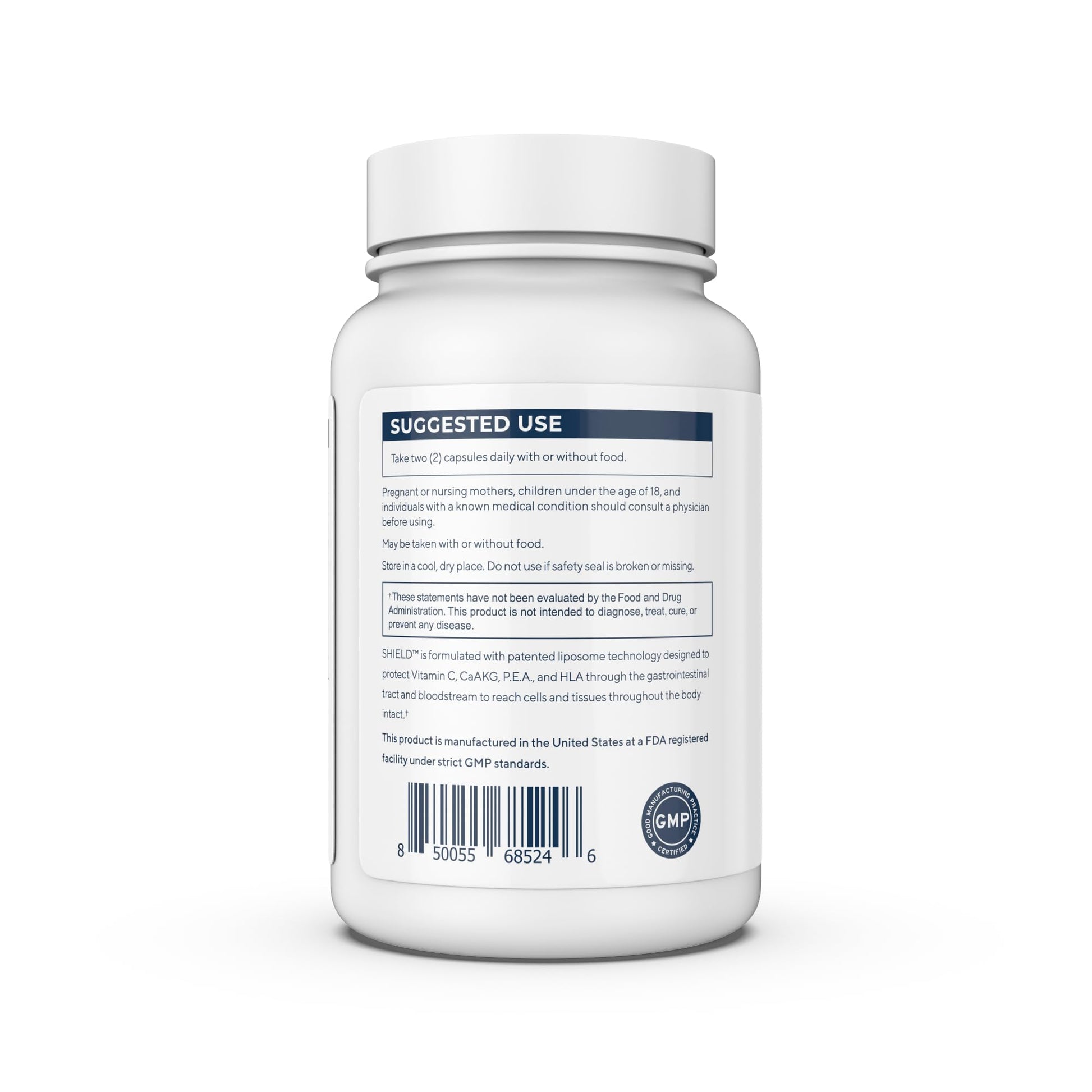 Renue By Science Shield | Liposomal Vitamin C CaAKG P.E.A Hyaluronic Acid Supplement | 120 Capsules with Vitamin C (500mg) CA AKG (150mg) Palmitoylethanolamide (75mg) HLA (75mg) | Made in The USA Renue By ScienceBuy Supplements Australia