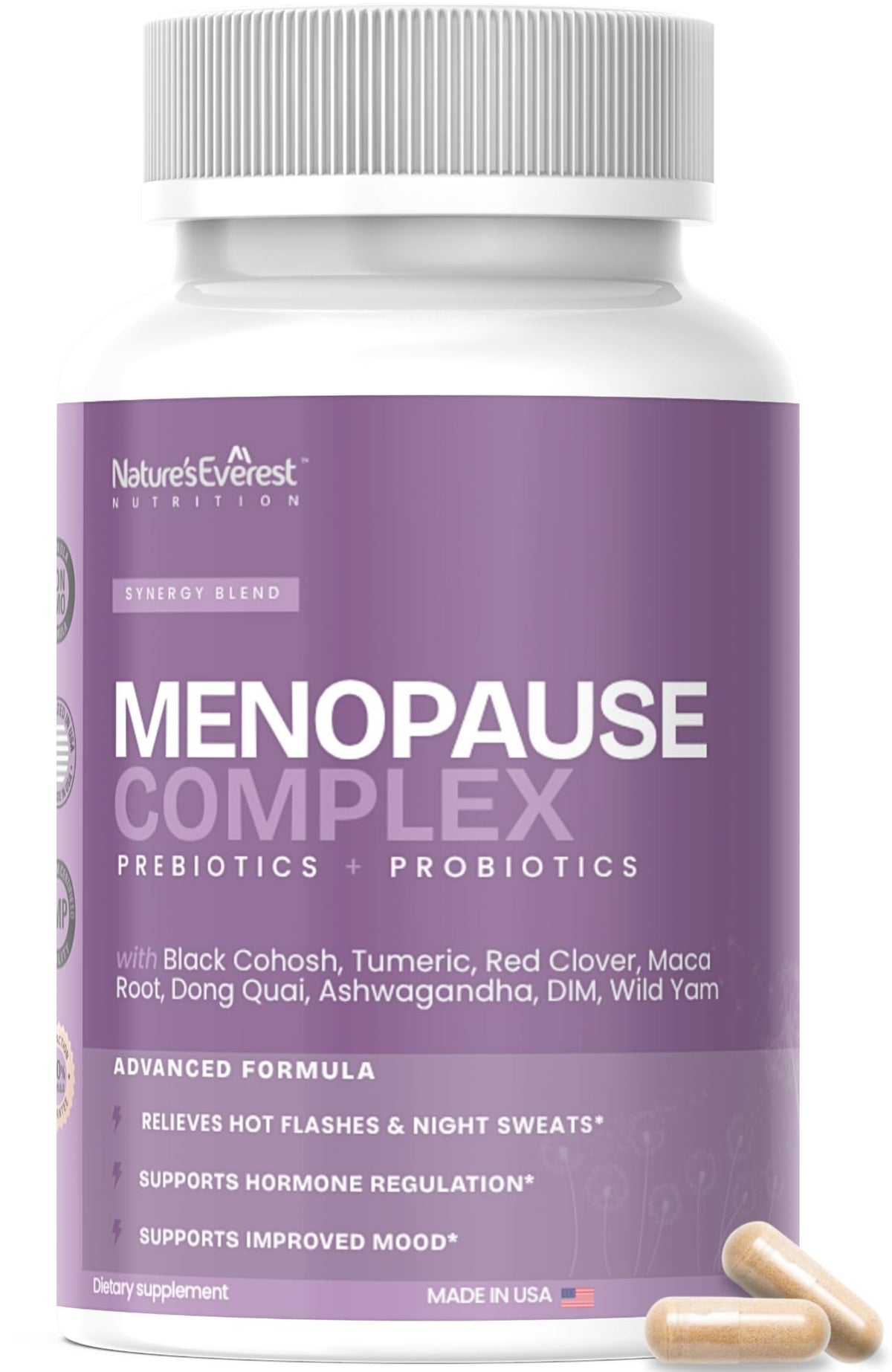 Complete Menopause Supplement for Women – Supports Hormone Balance, Hot Flashes, Night Sweats & Mood – with DIM, Black Cohosh, Dong Quai, Chasteberry, Pre & Probiotics – 90 Capsules – Made in USA Nature's EverestBuy Supplements Australia