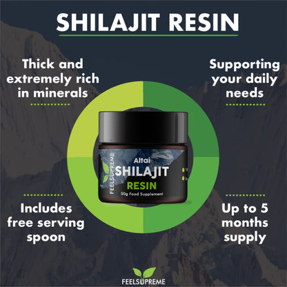 Natural Black Altai Shilajit Resin Large (50g) Pot | 100% Pure Additive Free | 80 Trace Feel SupremeBuy Supplements Australia