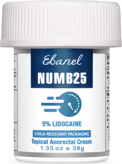 Ebanel 5% Lidocaine Numbing Cream, Pain Relief Burn Itch Numb Cream, Maximum Strength Numb25 Topical Anesthetic with Allantoin, Vitamin E for Local and Anorectal Uses, Hemorrhoid Treatment, 1.35 Oz Gosupps WWW buy supplements Au
