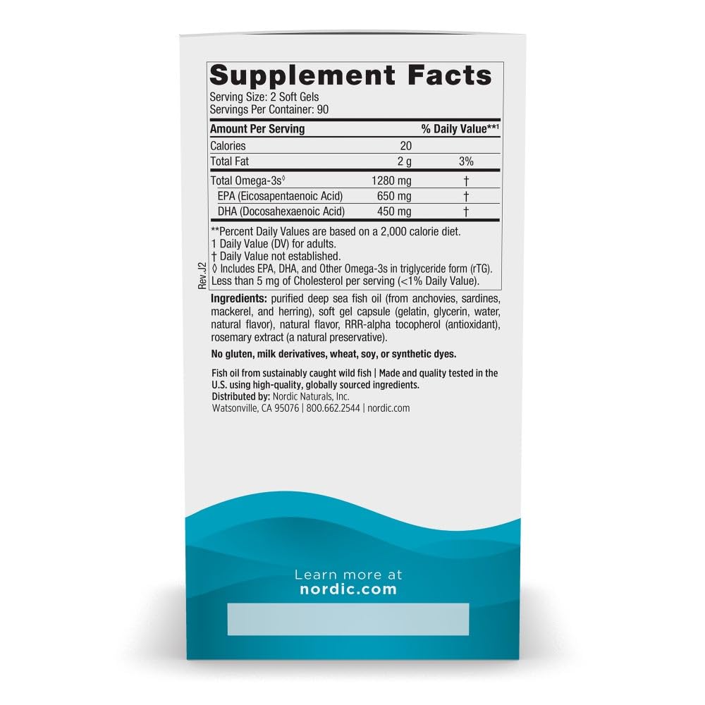 Nordic Naturals Ultimate Omega, Lemon Flavor - 180 Soft Gels - 1280 mg Omega-3 - High-Potency Fish Oil with EPA & DHA - Promotes Brain & Heart Health - Non-GMO - 90 Servings Nordic Naturals buy supplements Au