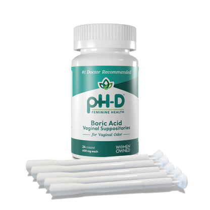 pH-D Feminine Health Support - Boric Acid Starter Bundle - pH-D Boric Acid Vaginal Suppositories 24 Count and 5 Vaginal Suppository Applicators pH-D Feminine Health SupportBuy Supplements Australia