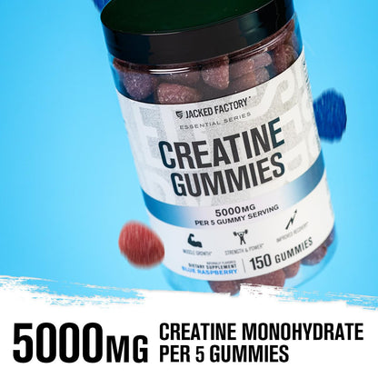 Jacked Factory Creatine Gummies 5g Daily Dose (1g per Gummy) - Creatine Gummy for Men and Women, Vegan-Friendly, Travel-Friendly, Third-Party Tested - 150 Gummies, Blue Raspberry Jacked FactoryBuy Supplements Australia