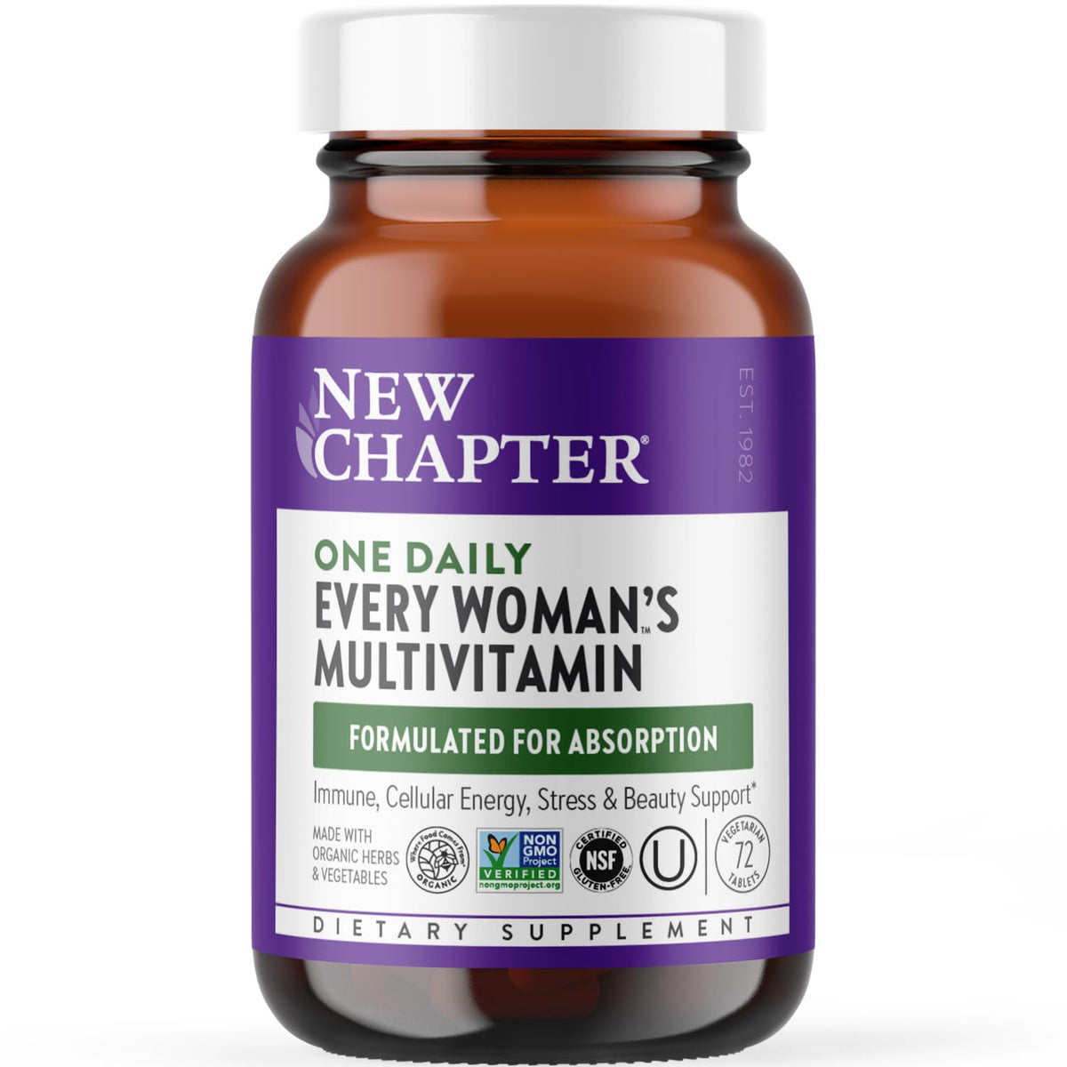 New Chapter Women’s Multivitamin, Iron, B6, B12, Biotin for Hair Growth, D3, Vit C, Zinc for Immune & Stress Support, Gentle on an Empty Stomach, One Daily, Non-GMO, Gluten-Free, 18+, 72 Tablets New ChapterBuy Supplements Australia