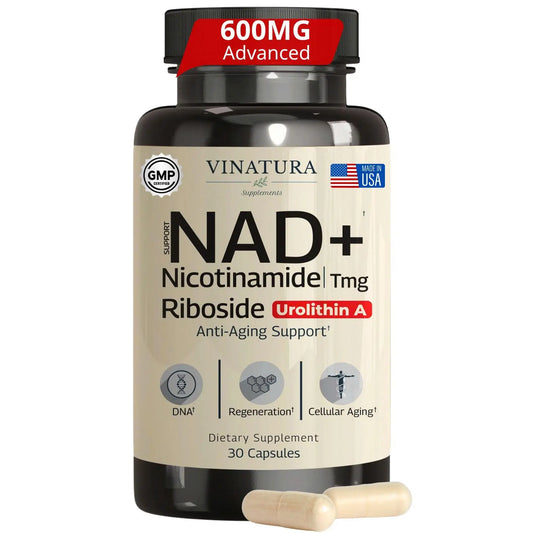 VINATURA NAD Supplement, Nicotinamide Riboside with Resveratrol - Advanced NAD+ Supplement with TMG and Urolithin A, for Women and Men - 30 Vegan Capsules VINATURABuy Supplements Australia