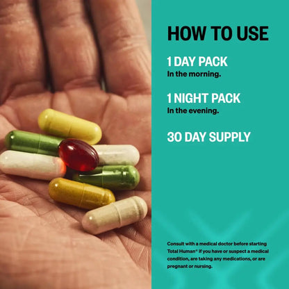 ONNIT Total Human Adult Multivitamin Dietary Supplement Comprehensive Capsule Packs with Day and Night Support ONNITBuy Supplements Australia