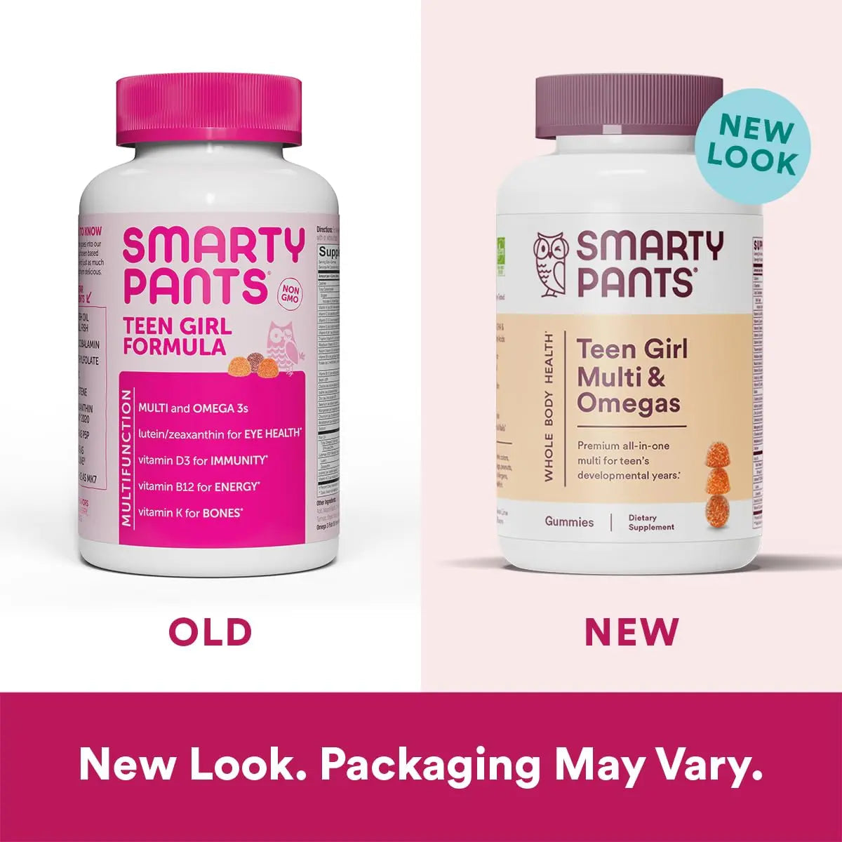 SmartyPants Teen Girl Multivitamin Gummies: Omega 3 Fish Oil (EPA/DHA), Vitamin D3, C, Vitamin B12 & Kids Multivitamin Gummies SmartyPants