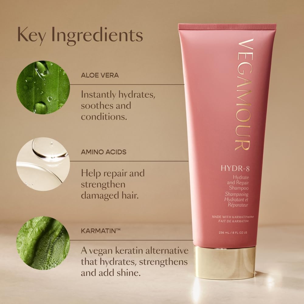 VEGAMOUR HYDR-8 Hydrate and Repair Shampoo | Cleanses and Hydrates Dry, Damaged Hair with Amino Acids and Karmatin™| Clean, Vegan, Cruelty-Free, Clinically Proven and Color Safe (8 Fl Oz) VEGAMOURBuy Supplements Australia