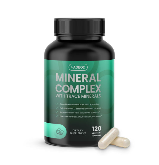 ADEO2 - Premium Blend of 52 Trace Minerals Complex with Essential Minerals in Chelated Form – All Natural and 100% Organic - 120 Capsules - Full Spectrum Ionic Mineral Blend - Safe for Women and Men ADEO2Buy Supplements Australia