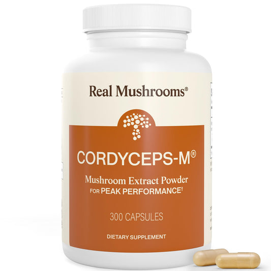 Real Mushrooms Capsules Supplements - Organic Cordyceps Mushroom Powder in Capsules - Energy and Performance Mushrooms with Verified Beta Glucans - Vegan, Non-GMO, 300 Capsules Real Mushrooms buy supplements Au