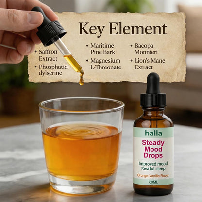 Halla Steady Mood Drops, with Saffron Extract – Fast Absorption Cognitive & Emotional Balance Supplement – Advanced Brain Nutrient Blend – Orange Vanilla Flavor, 2 fl oz DFTLUUE buy supplements Au