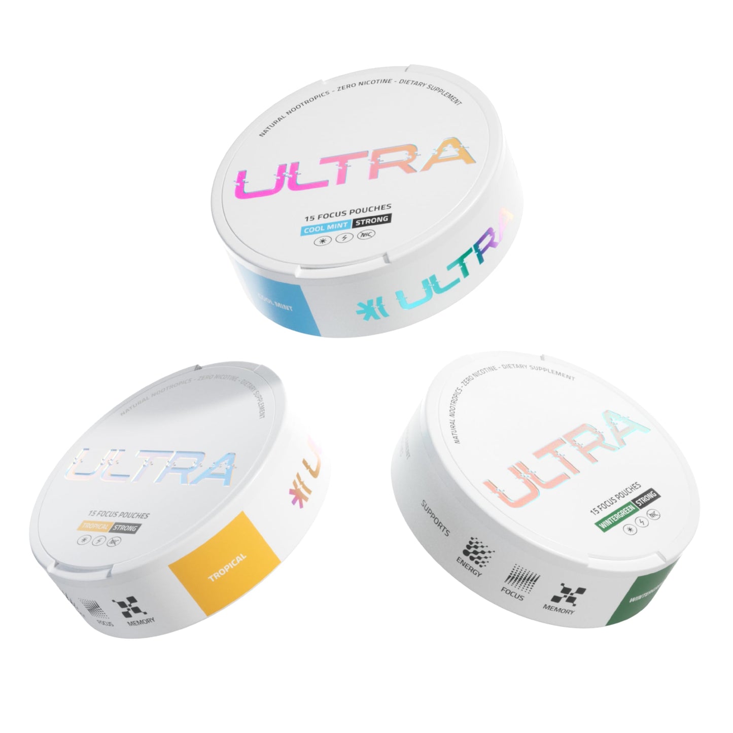 Ultra Focus Pouches (Variety Pack, 3 Cans) Nicotine-Free, Caffeine-Free | Enfinity Paraxanthine | Vitamin B6 + B12, L-Theanine, Alpha GPC, Ginseng | Nootropic Energy & Clarity Plant-Based Pouches Ultra PouchesBuy Supplements Australia