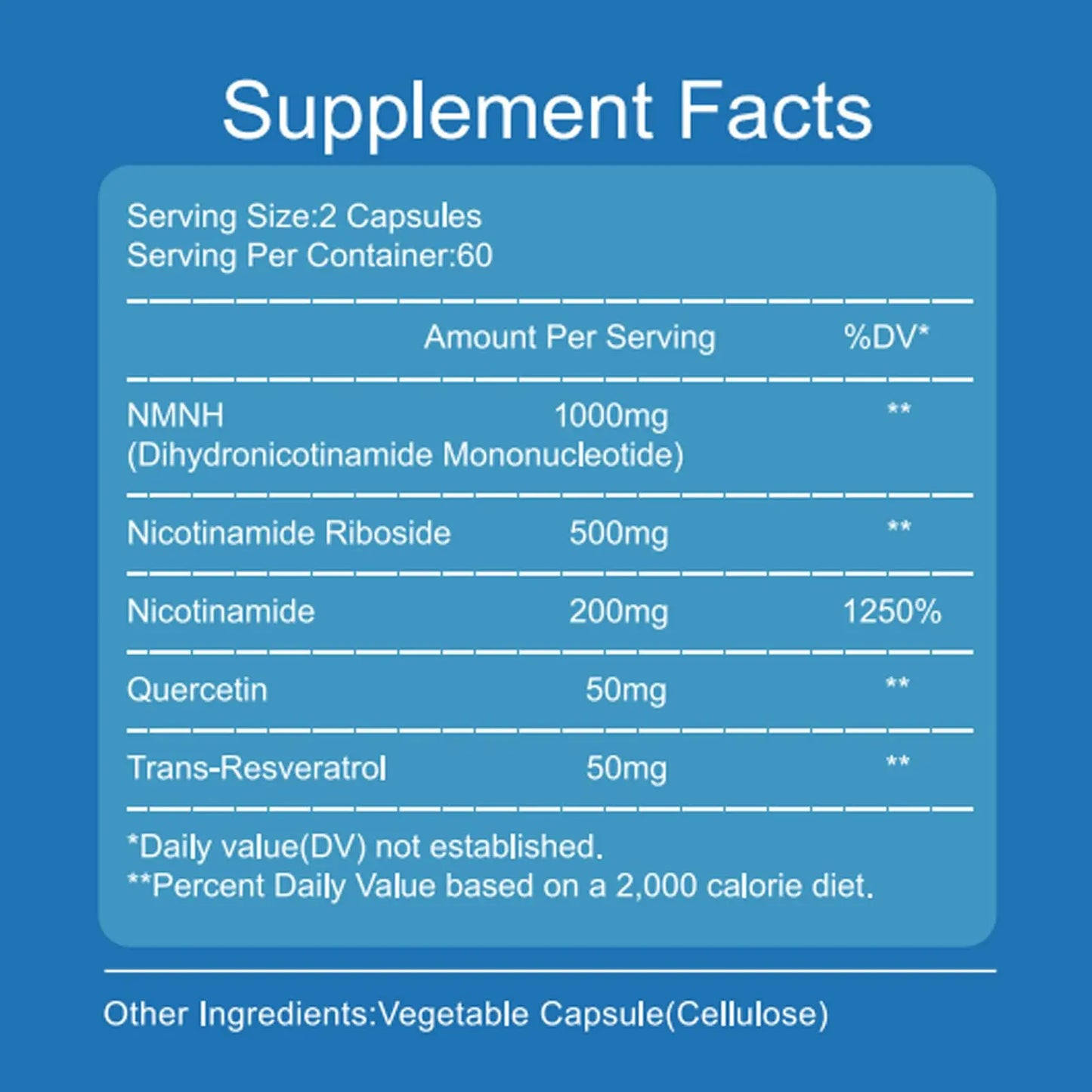 YZQ WAIDE NMNH (Dihydronicotinamide Mononucleotide), 1000mg NMNH Supplement to Boost NAD+ Levels Resveratrol Supplement with Quercetin for Energy, Aging, Non-GMO, Gluten Free, 120 Capsules YZQ WAIDEBuy Supplements Australia