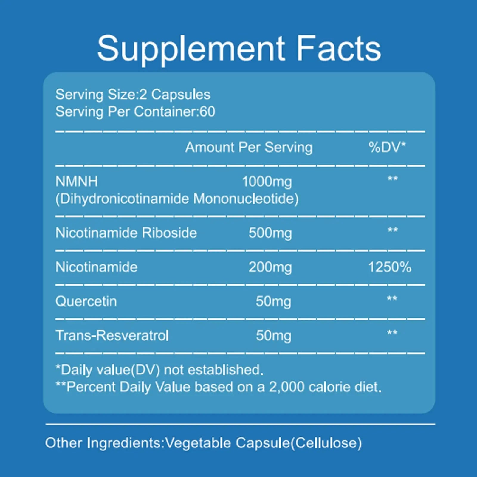 YZQ WAIDE NMNH (Dihydronicotinamide Mononucleotide), 1000mg NMNH Supplement to Boost NAD+ Levels Resveratrol Supplement with Quercetin for Energy, Aging, Non-GMO, Gluten Free, 120 Capsules YZQ WAIDEBuy Supplements Australia