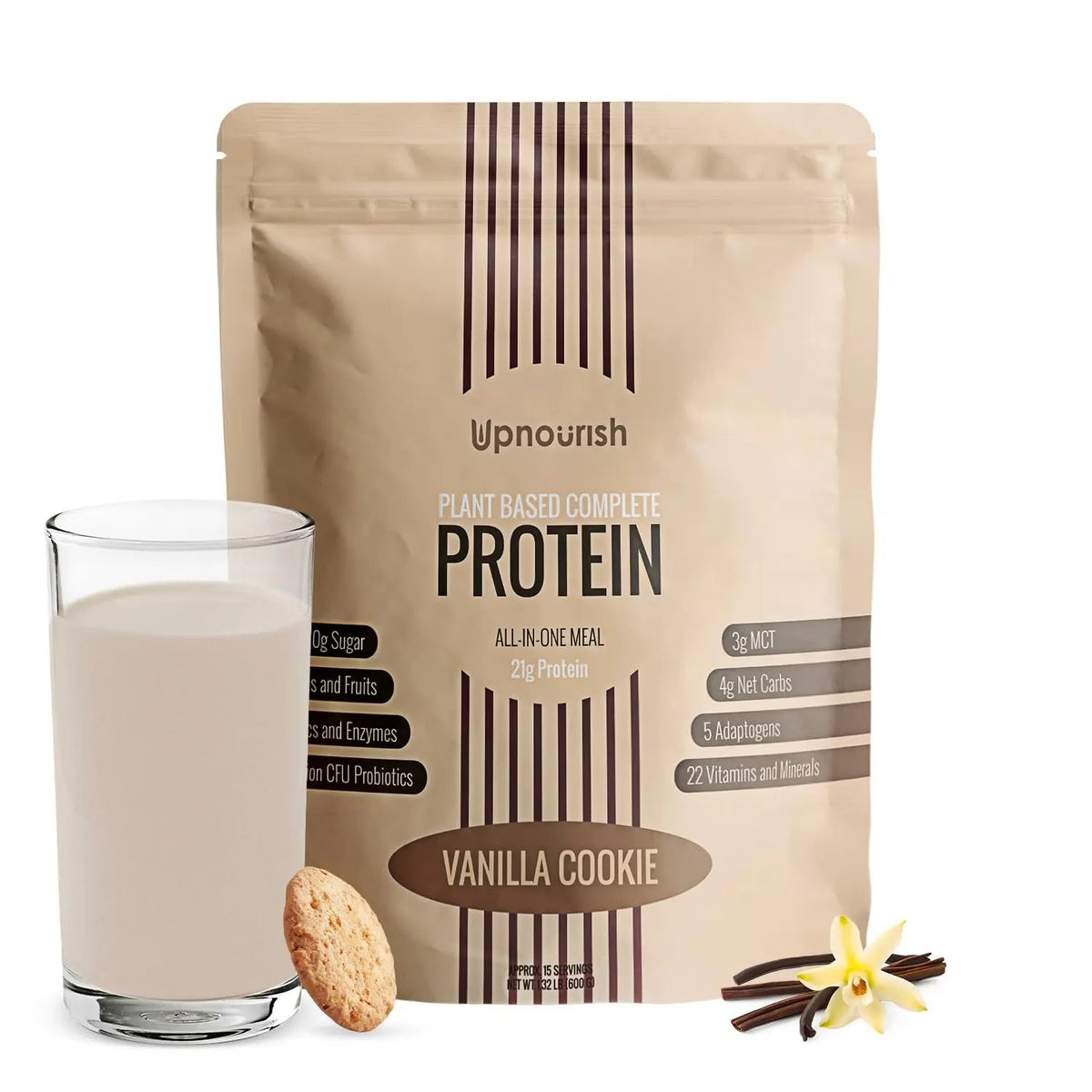 UpNourish Vanilla Cookie Vegan Protein Powder 54 Superfoods Powder,1.5 Billion CFU Probiotics 21g Plant Based Protein,No Sugar No Dairy No GMO Dairy Free,Meal Replacement Shake Keto-Friendly Low-Carb Diet,15 Servings UpNourish buy supplements Au