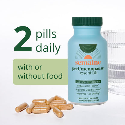 Semaine Peri/Menopause Essentials, 60 Ct. - Fuller Hair, No More Hot Flashes, Hormone Balance, Better Sleep & More - Clinically-Studied, Non-Hormonal Formula SemaineBuy Supplements Australia