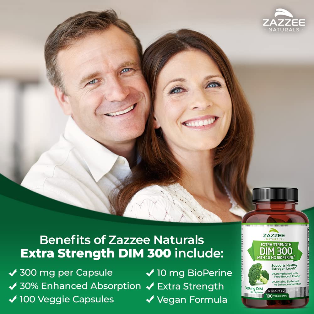 Zazzee Extra Strength DIM 300, 10 mg BioPerine and 300 mg DIM per Capsule, 100 Vegan ZazzeeBuy Supplements Australia