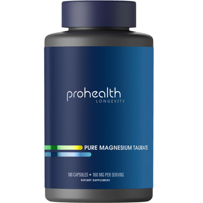 ProHealth Pure Magnesium Taurate, 160mg per Serving | Optimal Bioavailability Supplement for Healthy Aging | Supports Brain, Heart, and Muscle Health | Third-Party Tested for Quality | 180 Capsules ProHealthBuy Supplements Australia