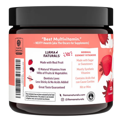 Llama Naturals Multivitamin for Women & Men, Vegan, Organic Gummies with Vitamin D, C & K, Adults Real Fruit Gummy Vitamins Llama NaturalsBuy Supplements Australia