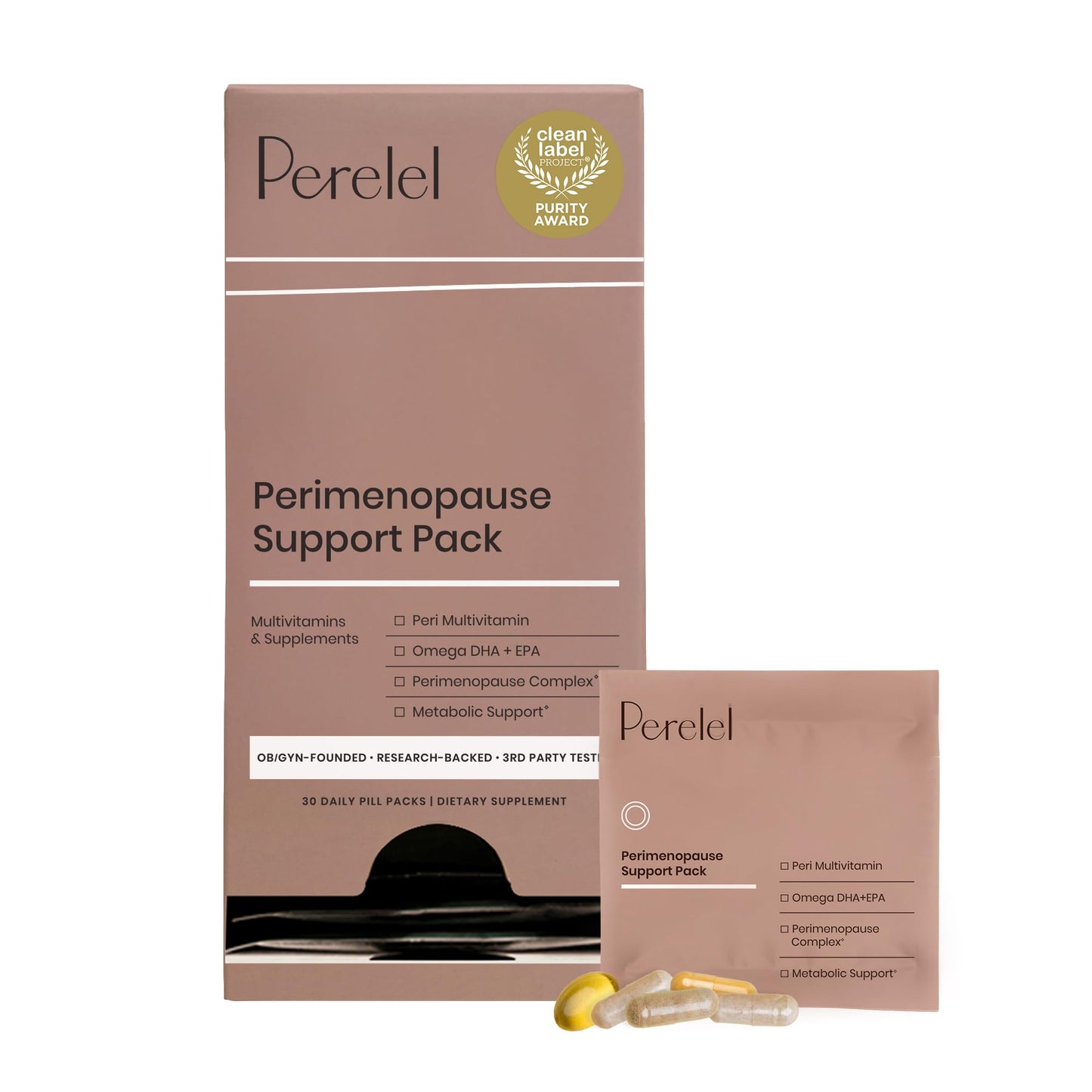 Perelel Peri Support Pack, Perimenopause Vitamins for Women, for Womens Nutrition Support & Overall Wellness, Soy & Gluten Free, Non GMO, 30 Daily Pill Packs PerelelBuy Supplements Australia