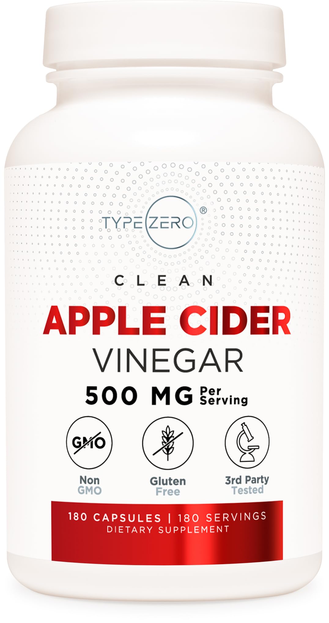 Type Zero Apple Cider Vinegar Capsules (180 Count) 500mg Per Serving - Non-GMO, Gluten-Free Supplement Type ZeroBuy Supplements Australia