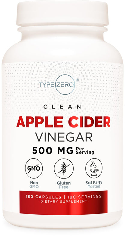 Type Zero Apple Cider Vinegar Capsules (180 Count) 500mg Per Serving - Non-GMO, Gluten-Free Supplement Type ZeroBuy Supplements Australia