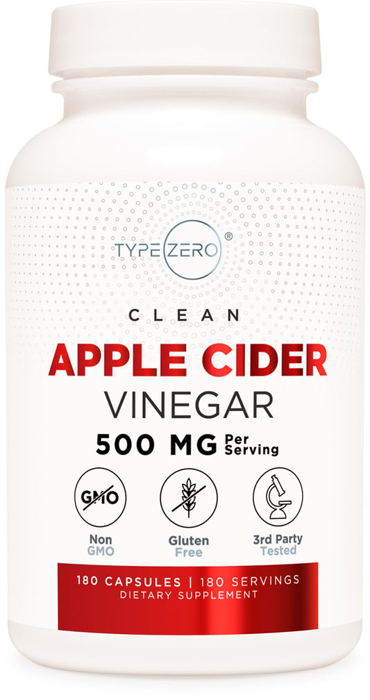 Type Zero Apple Cider Vinegar Capsules (180 Count) 500mg Per Serving - Non-GMO, Gluten-Free Supplement Type ZeroBuy Supplements Australia
