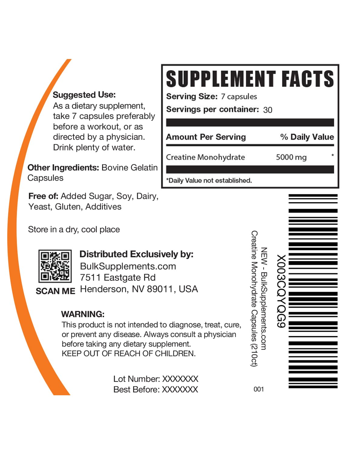 BulkSupplements.com Creatine Monohydrate Capsules - Micronized Creatine Monohydrate, Sports Nutrition - 7 Capsules per Serving, 5000mg, Gluten Free, 210 Count (Pack of 1) BulkSupplementsBuy Supplements Australia
