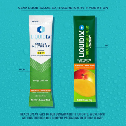 Liquid I.V.® Hydration Multiplier +Energy - Mango Tamarind | Electrolyte Powder Drink Mix | 1 Pack (14 Servings) Liquid I.V.Buy Supplements Australia