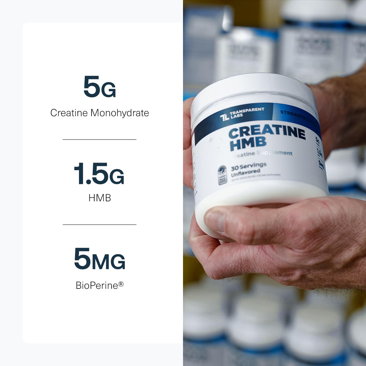 Transparent Labs Creatine HMB - Creatine Monohydrate Powder with HMB for Muscle Growth, Increased Strength, Enhanced Energy Output, and Improved Athletic Performance - 30 Servings, Unflavored Transparent Labs buy supplements Au