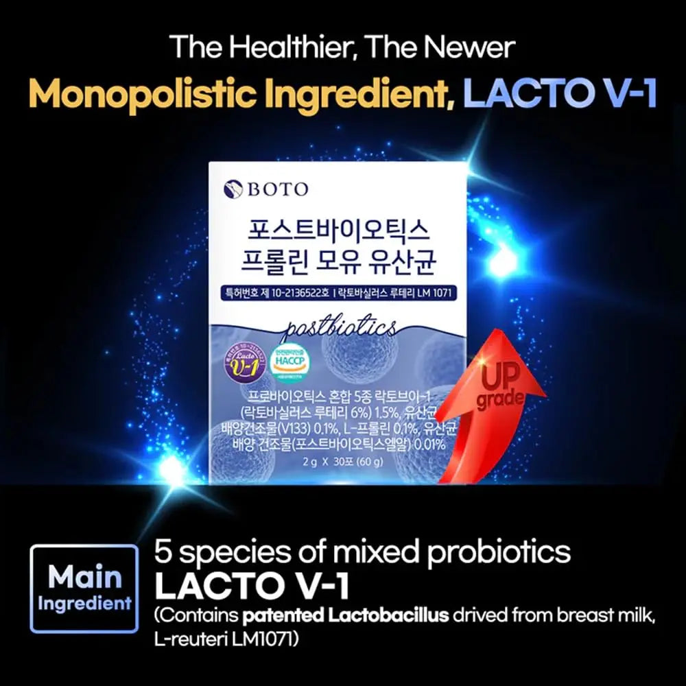 ZIOSTAND BOTO Korean Care it Probiotics Natural Prebiotics Proline Breast Milk Lactobacillus, Colon Cleanse, Immunity Support - 1 Month (30 of Pack, PostBiotics) ZIOSTANDBuy Supplements Australia