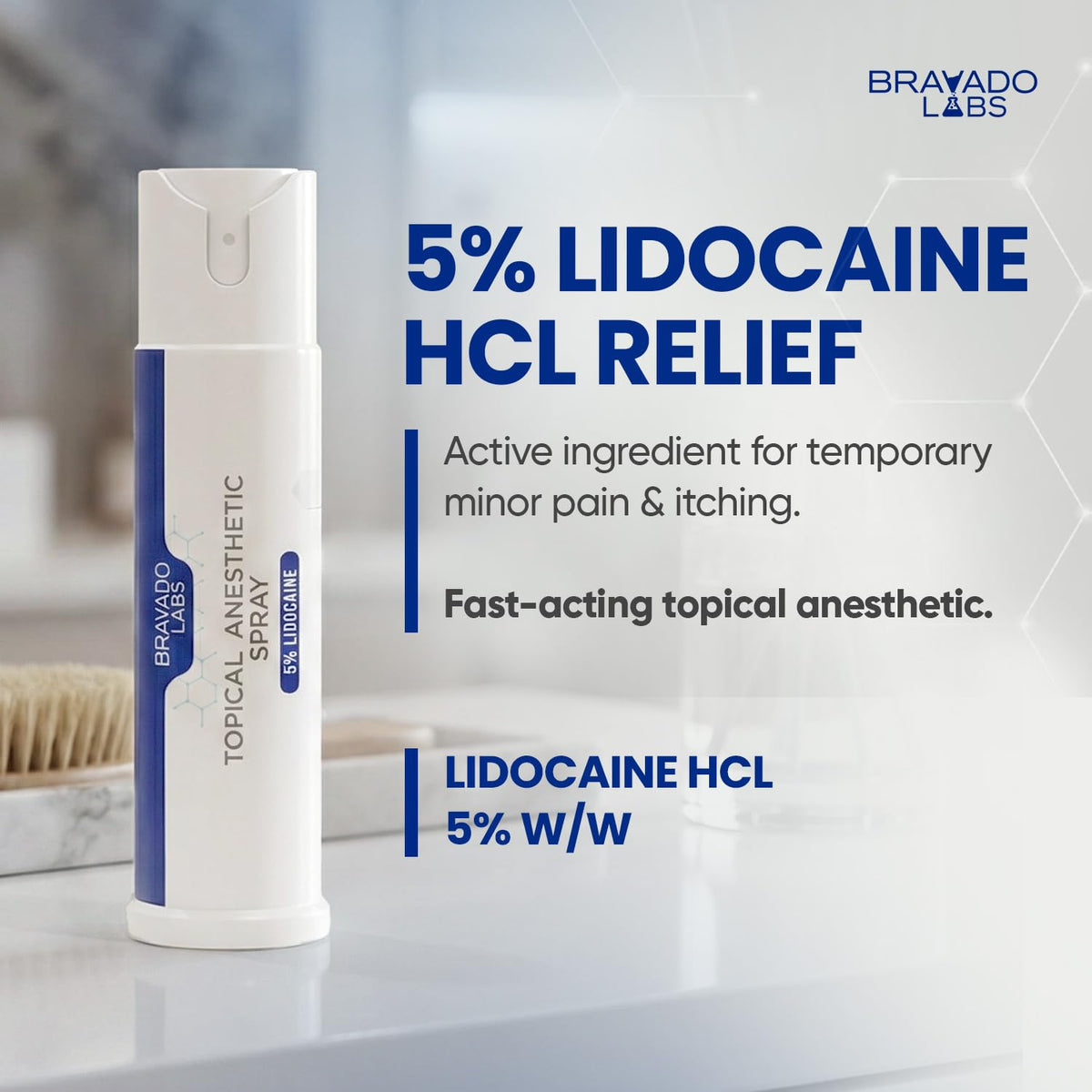 Bravado Labs 5% Lidocaine Spray Pain Relief - Maximum Strength Numbing Spray with Arnica & Emu Oil - Topical Anesthetic for Burns, Pain & Itch Relief - 1oz Bravado LabsBuy Supplements Australia