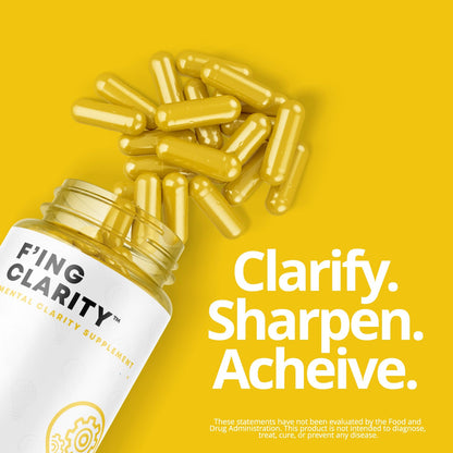 F'ing Clarity - Clarity, Memory + Brain Boosting Nootropic Supplement | Bacopa Extract, Phosphatidylserine 20%, Gingko Biloba Extract, Rhodiola Rosea Extract, DMAE Bitrartrate, B-12, Huperzine A F'ingBuy Supplements Australia