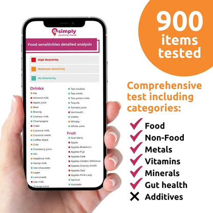 Simply Sensitivity Checks 900+ Items Food Sensitivity Test Kit for Adults – Foods & Non-Foods, Including Lactose, Gluten, Vitamins, Minerals, Gut Health & More – at-Home Food Intolerance Test Kit Simply Sensitivity ChecksBuy Supplements Australia