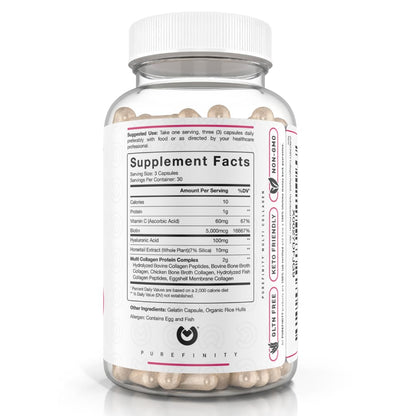 PUREFINITY Collagen Peptides for Women – Type I, II, III, V & X with Biotin & Hyaluronic Acid, Supports Healthy Skin, Bones, Hair & Nails – Non-GMO, Grass-Fed (90 Capsules, 1 Month Supply) PUREFINITYBuy Supplements Australia
