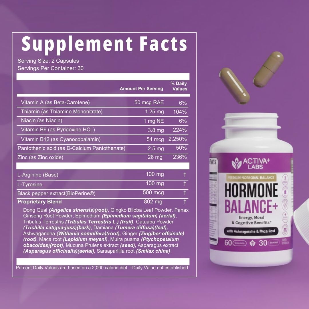 Activa Labs+ Hormone Balance for Women | Boost Energy, Mood, Libido and Focus | Supports Cycle&Menopause Comfort | Gluten, Soy&Lactose Free | 30 Day Supply Activa LabsBuy Supplements Australia