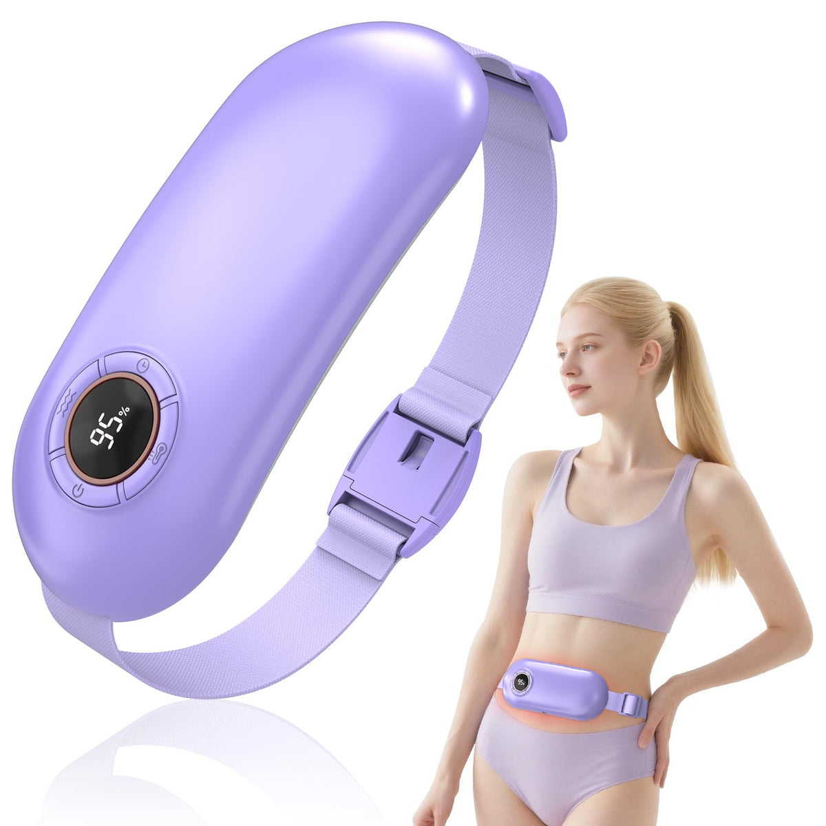 Heating Pad for Period Cramps, 3 Heat Levels and 3 Massage Modes, Portable Heating Pad for Menstrual Cramps Relief, Electric Heat Belt, Christmas Gifts for Women and Girl Stocking Stuffers(Purple) SZOBuy Supplements Australia