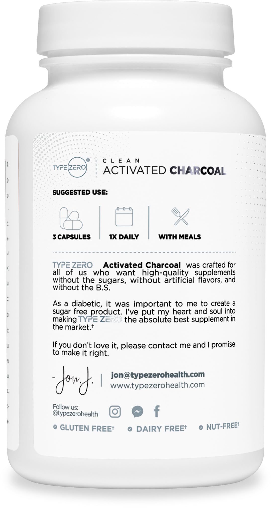 Type Zero Activated Charcoal Capsules (180 Count) - 60 Servings, 780mg Per Serving, from Coconut Shell, Non-GMO, Gluten-Free Type ZeroBuy Supplements Australia