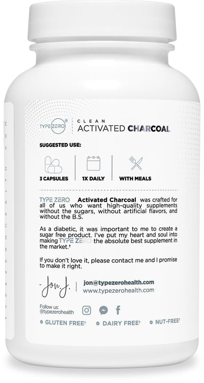 Type Zero Activated Charcoal Capsules (180 Count) - 60 Servings, 780mg Per Serving, from Coconut Shell, Non-GMO, Gluten-Free Type ZeroBuy Supplements Australia